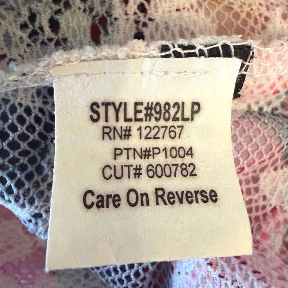 David Cline W Stained Glass Floral Lace 3/4 Sleeve Top Multi Color Rose Print PM - Picture 5 of 8